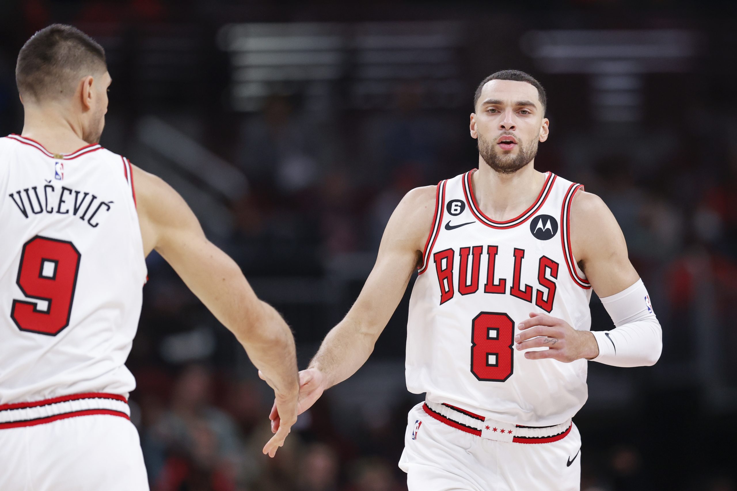 Nikola Vucevic and Zach LaVine with the Bulls