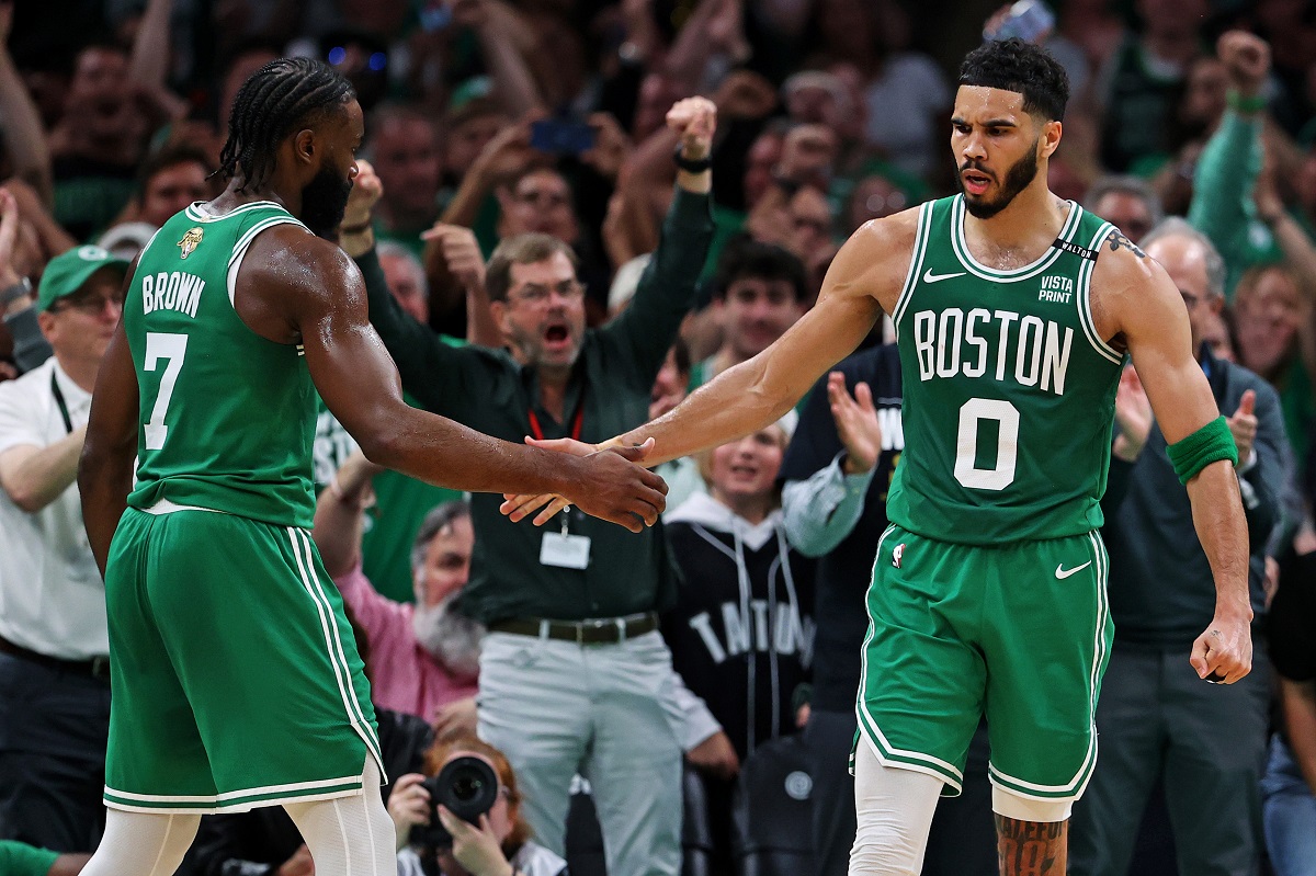 Jaylen Brown and Jayson Tatum with the Boston Celtics