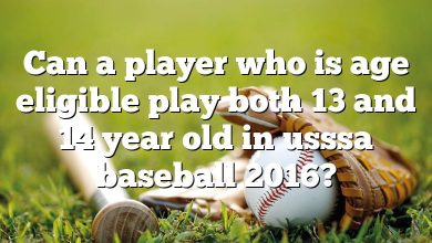 Can a player who is age eligible play both 13 and 14 year old in usssa baseball 2016?