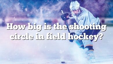 How big is the shooting circle in field hockey?