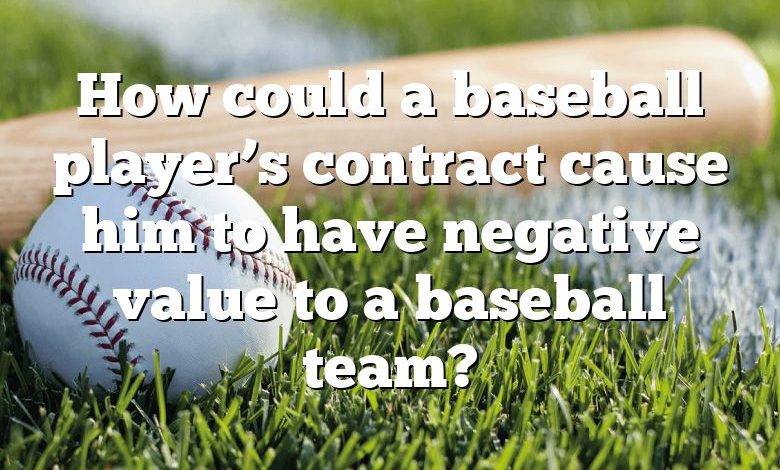 How could a baseball player’s contract cause him to have negative value to a baseball team?