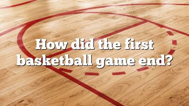 How did the first basketball game end?