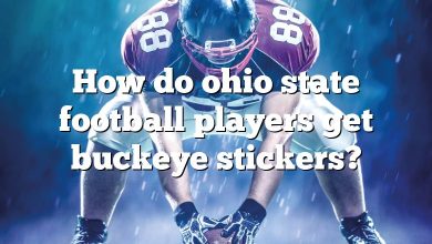 How do ohio state football players get buckeye stickers?