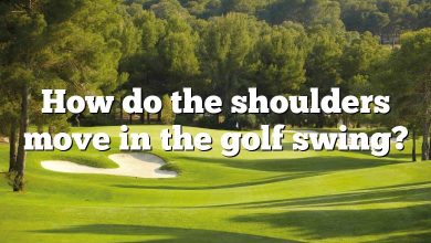 How do the shoulders move in the golf swing?