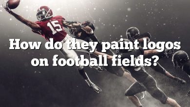 How do they paint logos on football fields?
