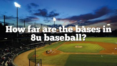 How far are the bases in 8u baseball?