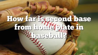 How far is second base from home plate in baseball?