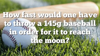 How fast would one have to throw a 145g baseball in order for it to reach the moon?