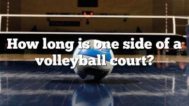 How long is one side of a volleyball court?