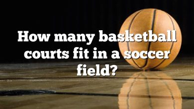 How many basketball courts fit in a soccer field?