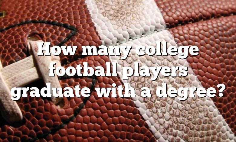 How many college football players graduate with a degree?