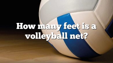 How many feet is a volleyball net?