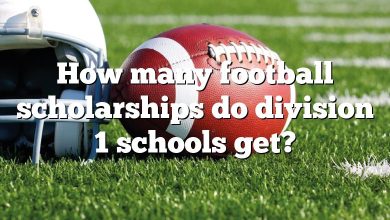 How many football scholarships do division 1 schools get?