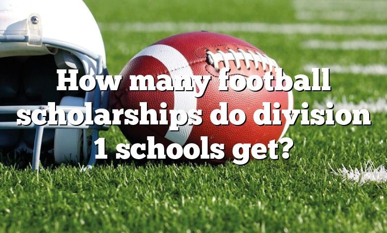 How many football scholarships do division 1 schools get?