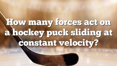 How many forces act on a hockey puck sliding at constant velocity?