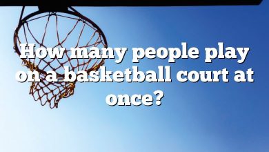 How many people play on a basketball court at once?