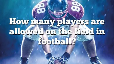 How many players are allowed on the field in football?