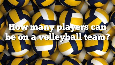 How many players can be on a volleyball team?