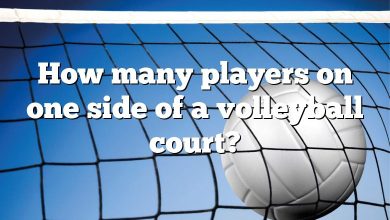 How many players on one side of a volleyball court?