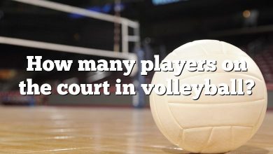 How many players on the court in volleyball?