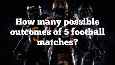 How many possible outcomes of 5 football matches?