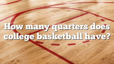 How many quarters does college basketball have?