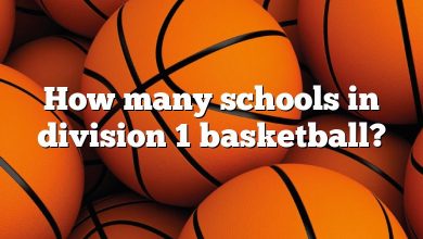 How many schools in division 1 basketball?