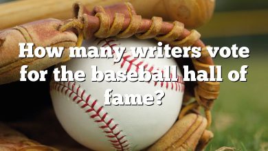 How many writers vote for the baseball hall of fame?