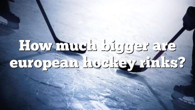 How much bigger are european hockey rinks?