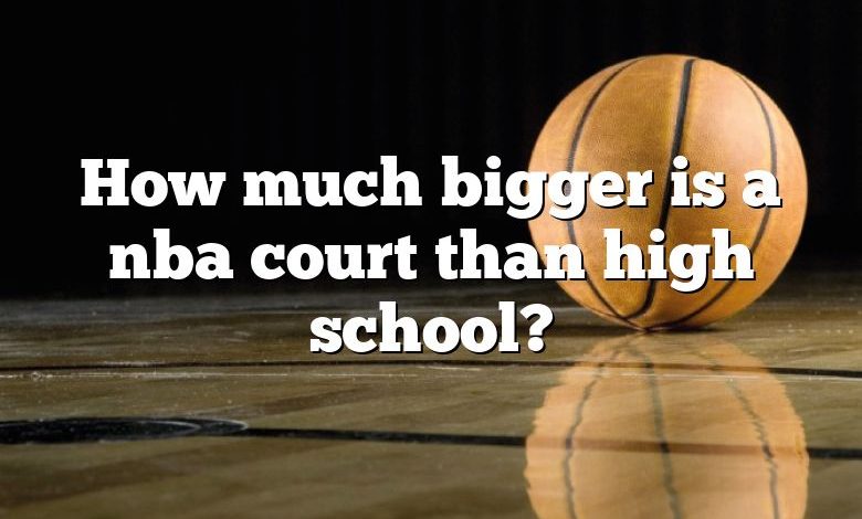 How much bigger is a nba court than high school?