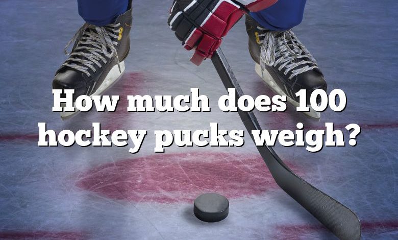 How much does 100 hockey pucks weigh?