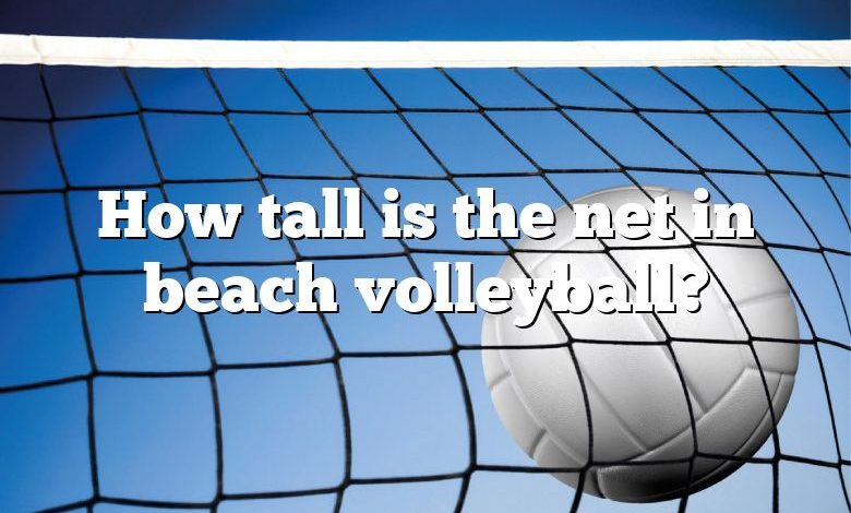 How tall is the net in beach volleyball?