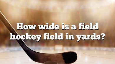 How wide is a field hockey field in yards?