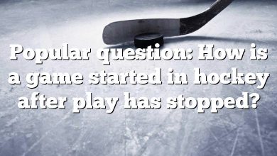 Popular question: How is a game started in hockey after play has stopped?