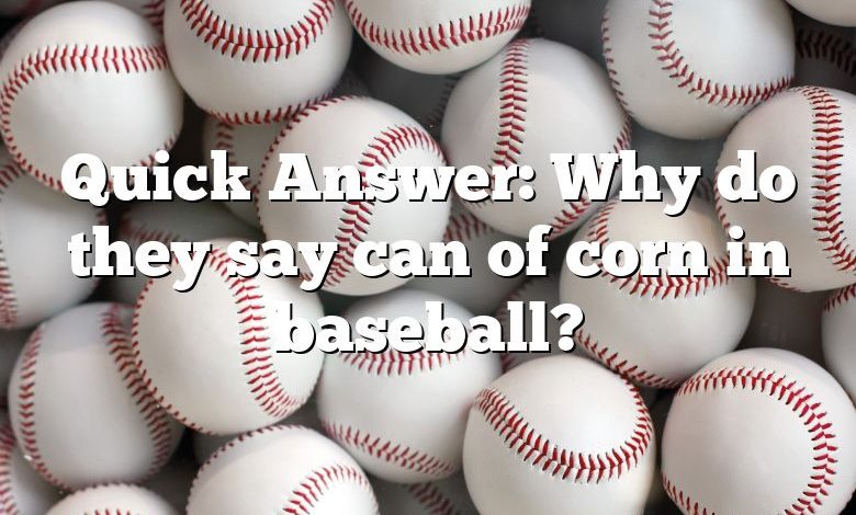 Quick Answer: Why do they say can of corn in baseball?