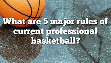 What are 5 major rules of current professional basketball?