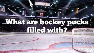 What are hockey pucks filled with?