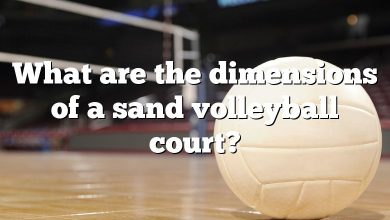 What are the dimensions of a sand volleyball court?