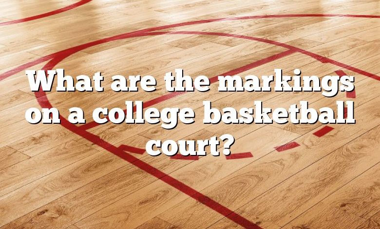 What are the markings on a college basketball court?