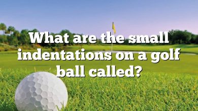 What are the small indentations on a golf ball called?