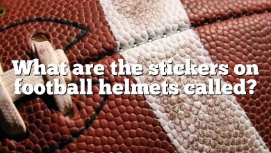 What are the stickers on football helmets called?