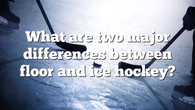 What are two major differences between floor and ice hockey?