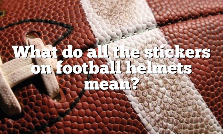 What do all the stickers on football helmets mean?