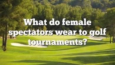 What do female spectators wear to golf tournaments?