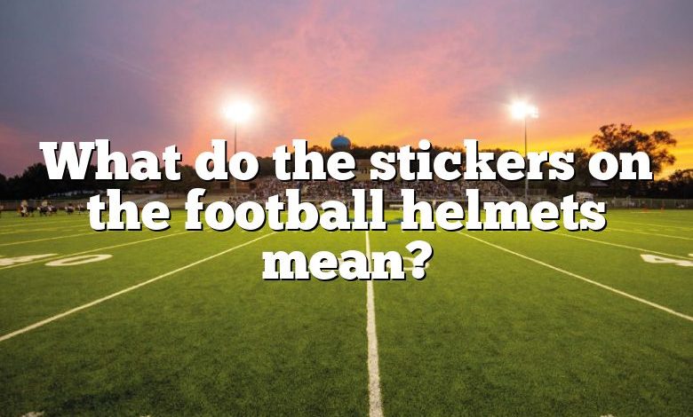 What do the stickers on the football helmets mean?