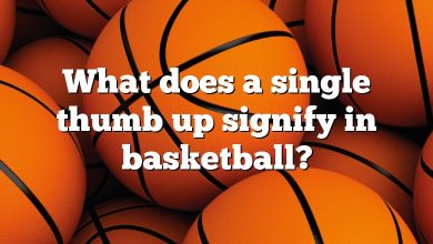 What does a single thumb up signify in basketball?