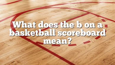 What does the b on a basketball scoreboard mean?