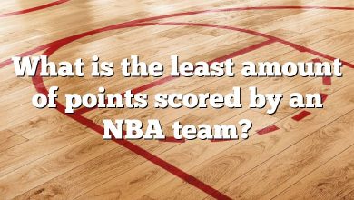 What is the least amount of points scored by an NBA team?