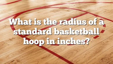 What is the radius of a standard basketball hoop in inches?