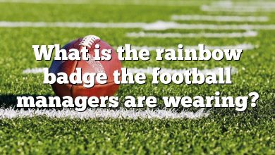 What is the rainbow badge the football managers are wearing?